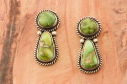 Genuine Sonoran Turquoise Sterling Silver Native American Earrings